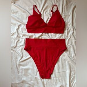 Aerie Vibrant Red Cheeky Bikini